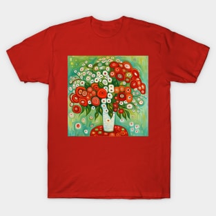 Cute Abstract Flowers in a White Vase Still Life Painting T-Shirt